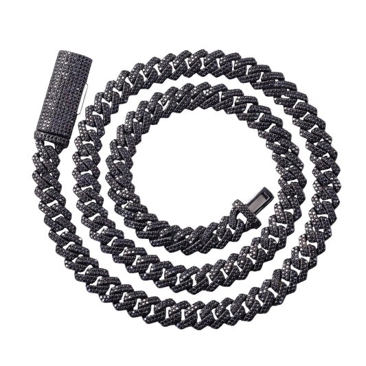 Silver black Rhodium Cuban link Chain.