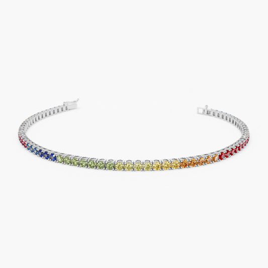 14K Rainbow tennis bracelet vvs Diamonds 7 1/2 inch