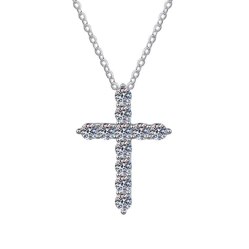 Silver Moissanite Cross
