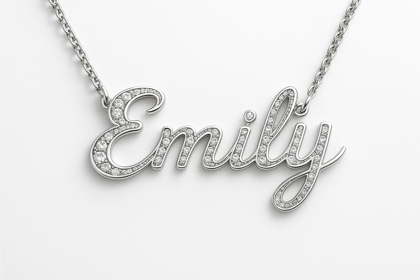 Silver name pendant with diamonds