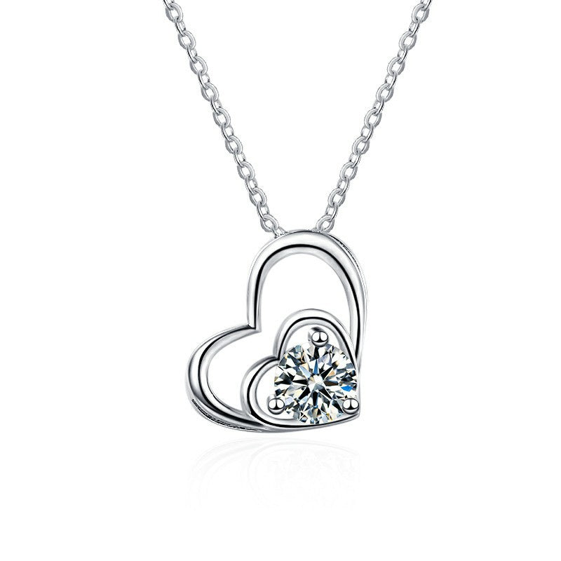 Silver Moissanite Heart Pendent