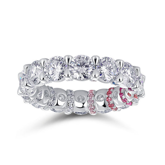 Panyu Jewelry Eternity Design Love Clear Moissanite 925 Silver Ring for Women