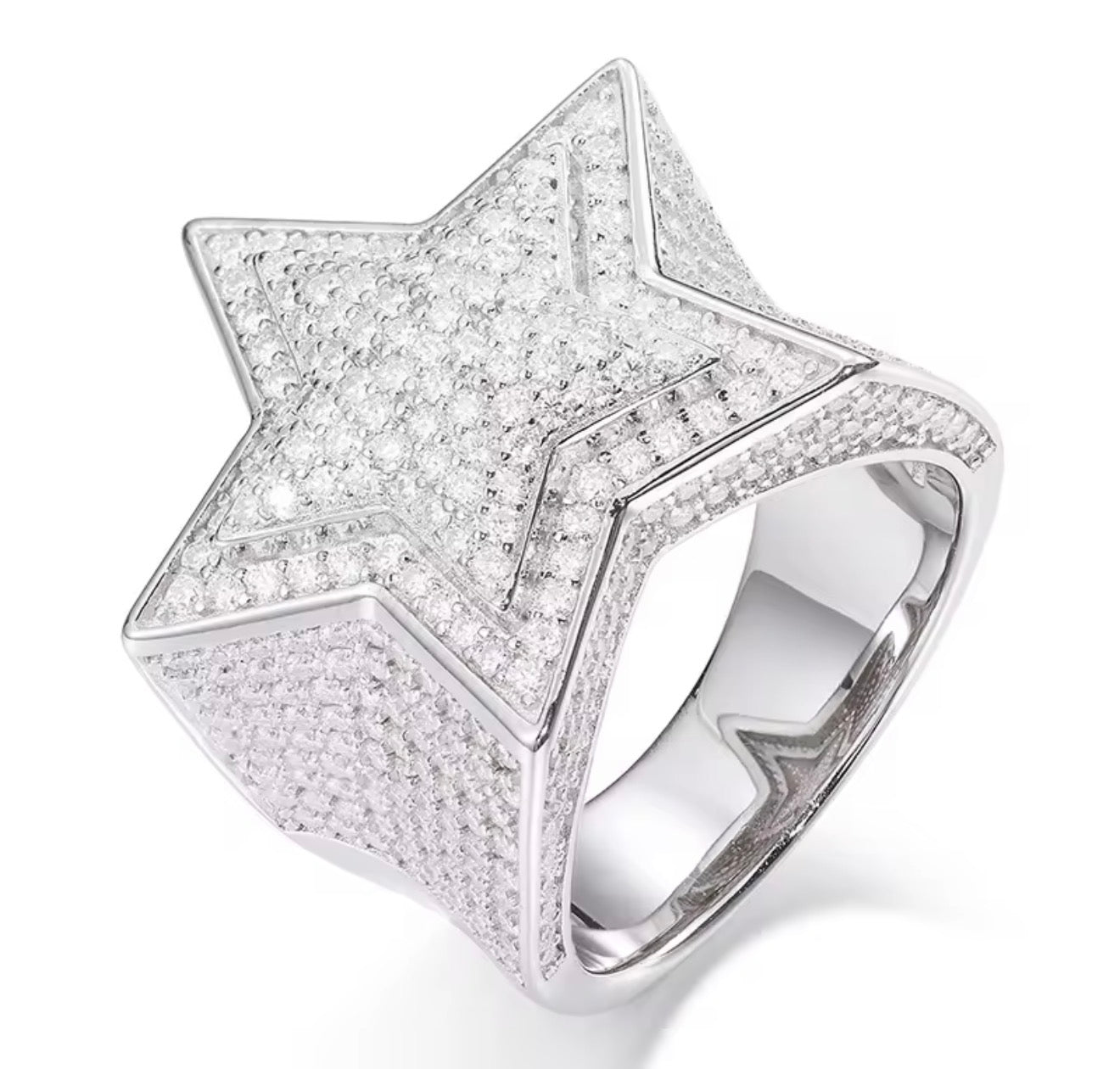 Star hip hop moissanite ring