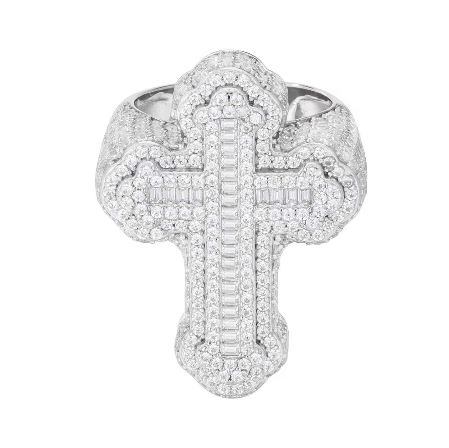 Cross hip hop ring vvs Moissanite