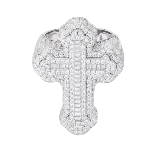 Cross hip hop ring vvs Moissanite