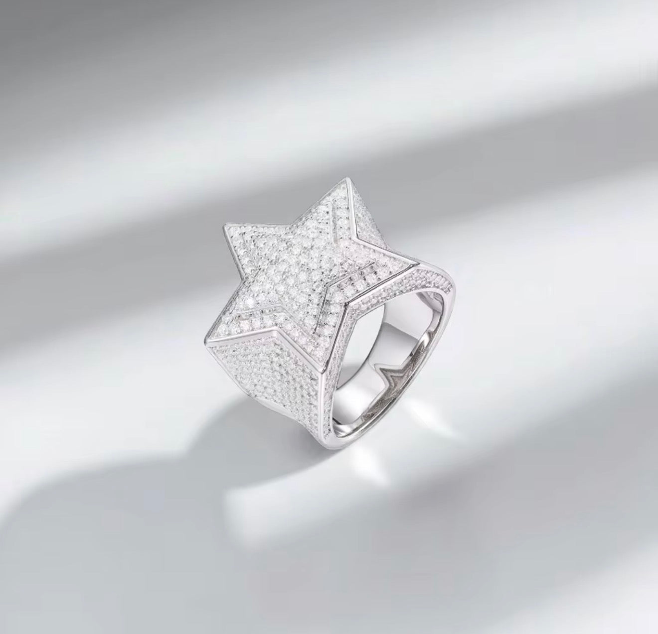 Star hip hop moissanite ring