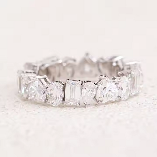Silver Mult shape Moissanite Ring