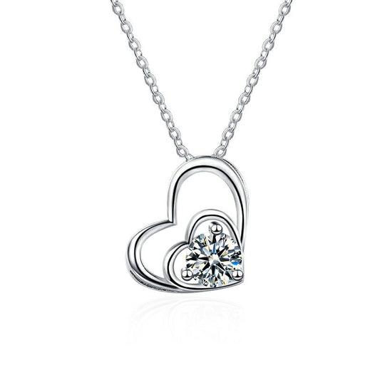 Silver Moissanite Heart Pendent