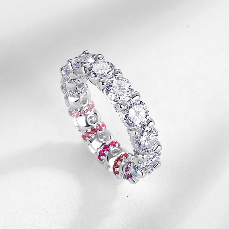 Panyu Jewelry Eternity Design Love Clear Moissanite 925 Silver Ring for Women