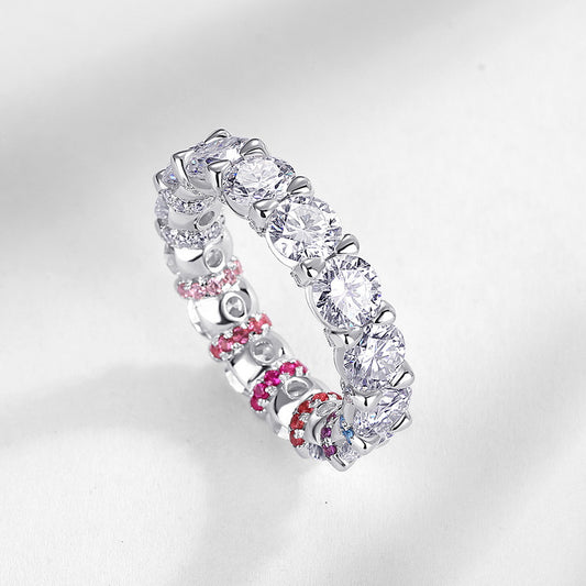 Panyu Jewelry Eternity Design Love Clear Moissanite 925 Silver Ring for Women