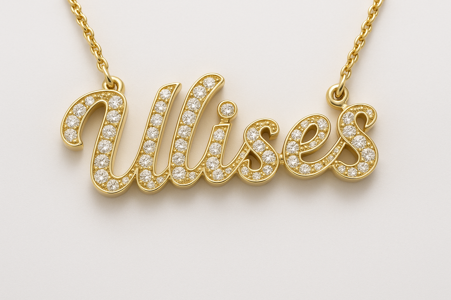 Ulises diamond name pendent yellow gold 